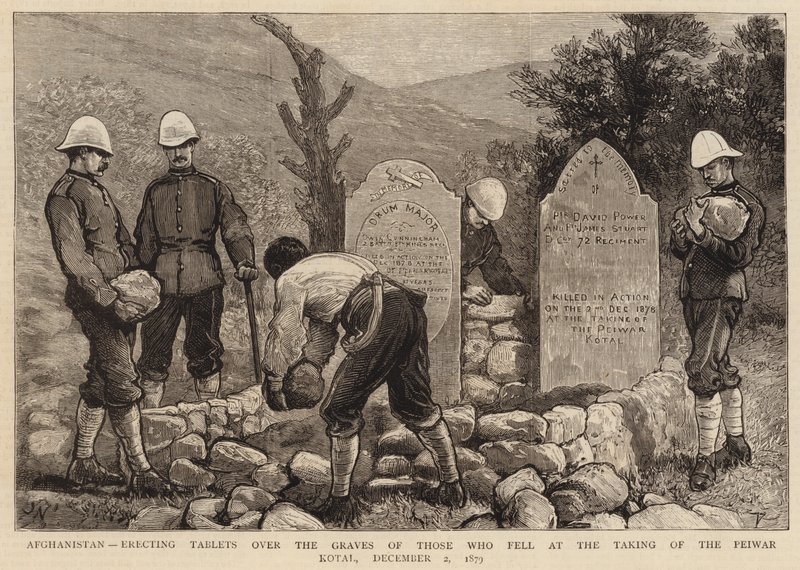 अफगानिस्तान, उन लोगों की कब्रों पर गोलियां बरसा रहा है जो 2 दिसंबर 1879 को पेइवर कोटाल के टेकिंग में गिरे थे द्वारा जोसेफ नैश