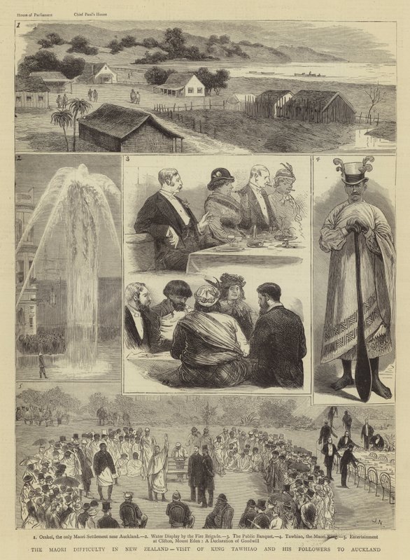 न्यूजीलैंड में माओरी कठिनाई, राजा तवाहियो और ऑकलैंड के उनके अनुयायियों का दौरा द्वारा जोसेफ नैश