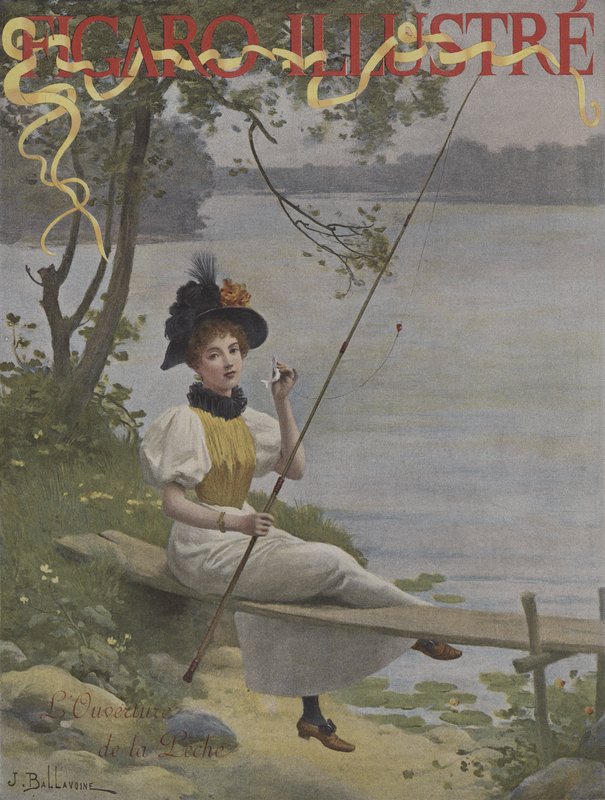 LOuverture de la Peche (एंगलिंग सीज़न का उद्घाटन)। ले फिगारो इलस्ट्रे का कवर, जुलाई 1896 द्वारा जूल्स फ्रेडरिक बल्लावोइन
