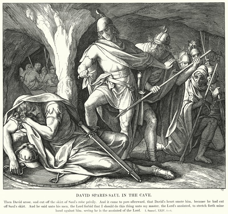 डेविड ने शाऊल को गुफा में बख्शा (उत्कीर्णन) द्वारा जूलियस (बाद में) श्नोरर वॉन कैरोलसफील्ड