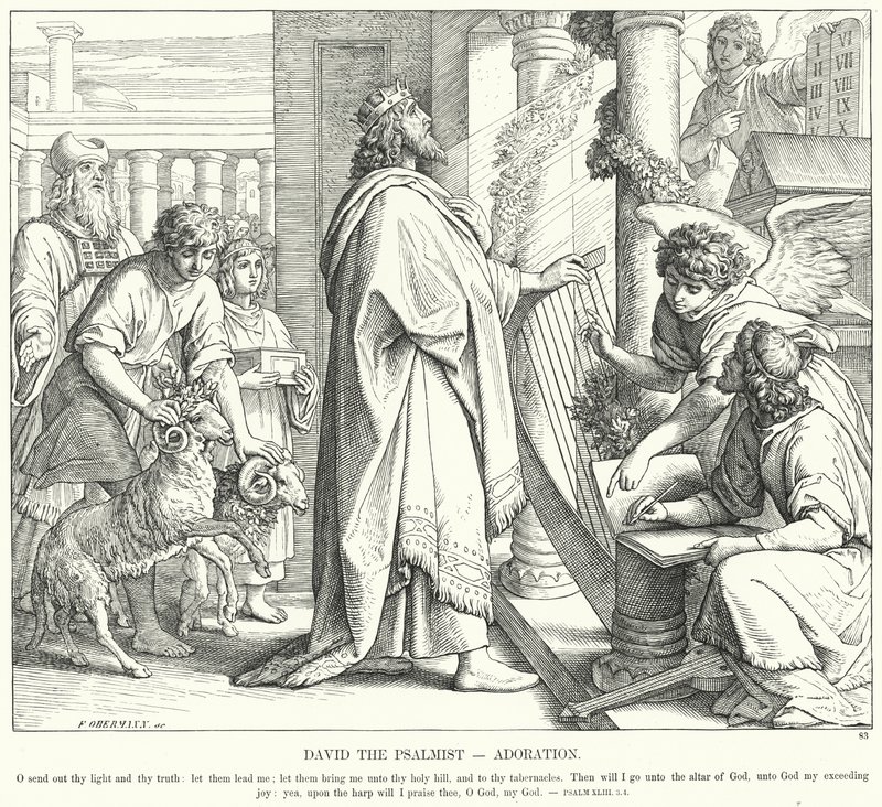 डेविड भजनकार, आराधना (उत्कीर्णन) द्वारा जूलियस (बाद में) श्नोरर वॉन कैरोलसफील्ड