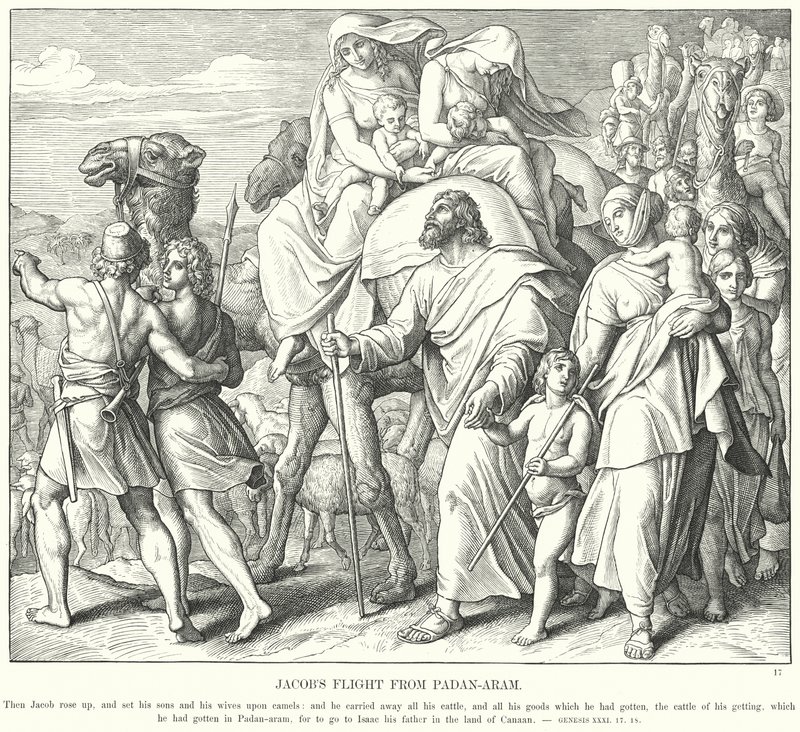 पदन-अराम से जैकब की उड़ान (उत्कीर्णन) द्वारा जूलियस (बाद में) श्नोरर वॉन कैरोलसफील्ड