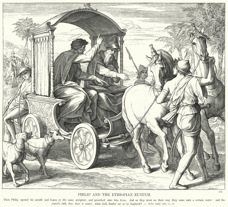 फिलिप और इथियोपियन नपुंसक (उत्कीर्णन) द्वारा जूलियस (बाद में) श्नोरर वॉन कैरोलसफील्ड