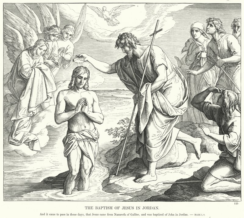 जॉर्डन में यीशु का बपतिस्मा (उत्कीर्णन) द्वारा जूलियस (बाद में) श्नोरर वॉन कैरोलसफील्ड