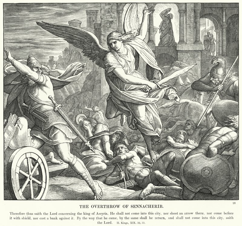 सन्हेरीब को उखाड़ फेंकना (उत्कीर्णन) द्वारा जूलियस (बाद में) श्नोरर वॉन कैरोलसफील्ड