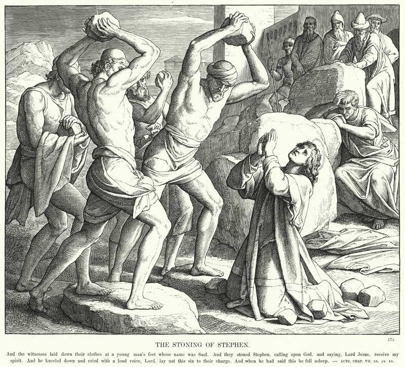 द स्टोनिंग ऑफ स्टीफन (उत्कीर्णन) द्वारा जूलियस (बाद में) श्नोरर वॉन कैरोलसफील्ड