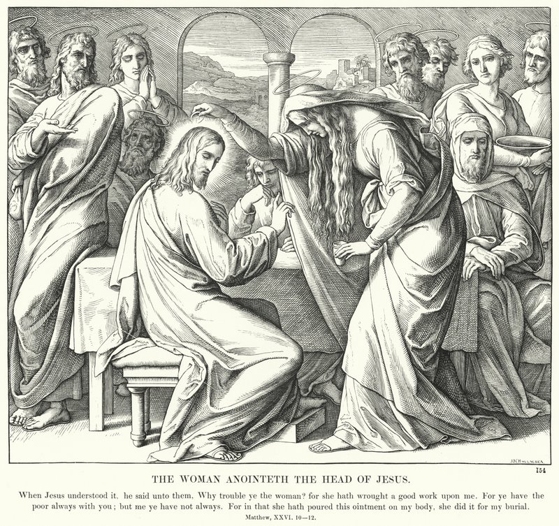 महिला ने यीशु के सिर का अभिषेक किया (उत्कीर्णन) द्वारा जूलियस (बाद में) श्नोरर वॉन कैरोलसफील्ड