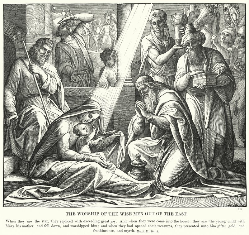 पूर्व के बुद्धिमान पुरुषों की पूजा (उत्कीर्णन) द्वारा जूलियस (बाद में) श्नोरर वॉन कैरोलसफील्ड