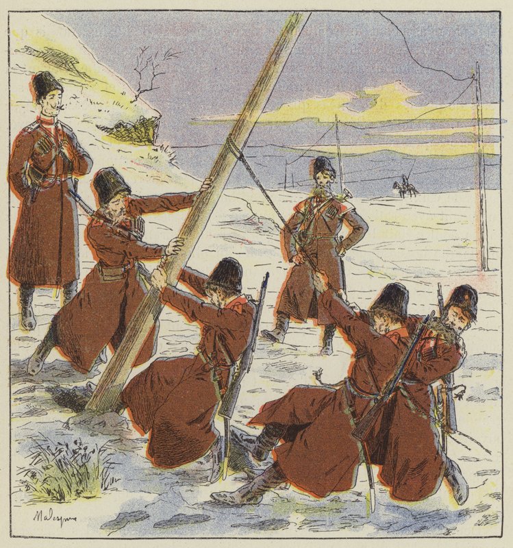 Cossacks द्वारा एक टेलीग्राफ लाइन का विनाश द्वारा एल। Malespine