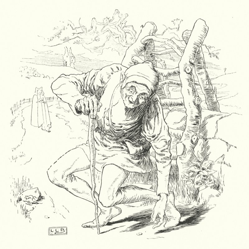 एक कुटिल आदमी था, और वह एक कुटिल मील (उत्कीर्णन) चला गया द्वारा लियोनार्ड लेस्ली ब्रुक