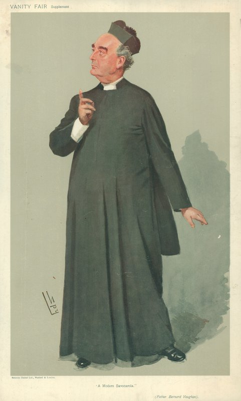 फादर बर्नार्ड वॉन, एक आधुनिक सवोनारोला, 30 जनवरी 1907, वैनिटी फेयर कार्टून द्वारा लेस्ली मैथ्यू वार्ड