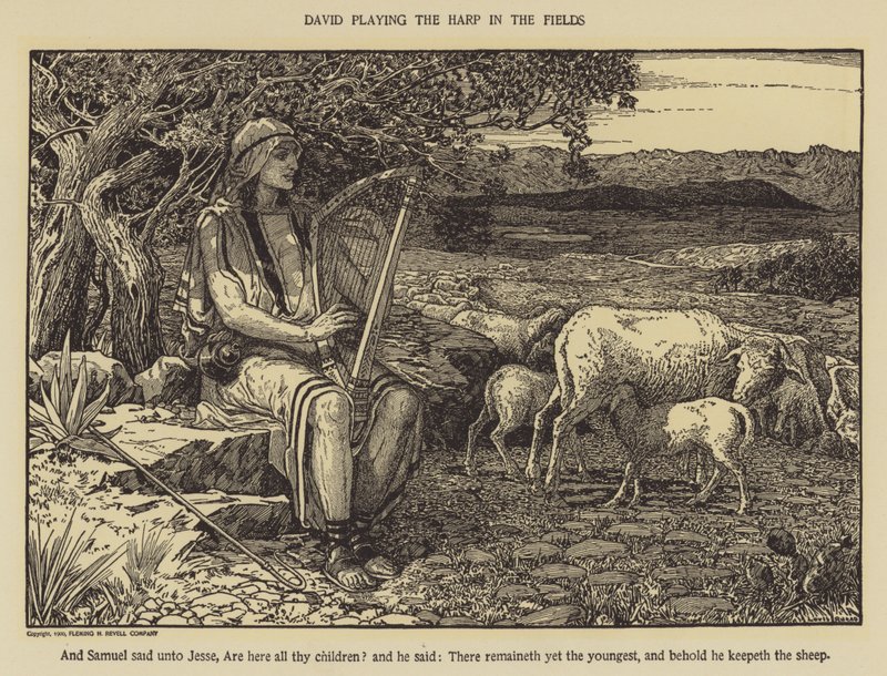 डेविड खेतों में वीणा बजाता हुआ द्वारा लुइस जॉन सिर