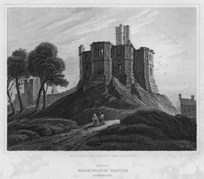 वार्कवर्थ कैसल, नॉर्थम्बरलैंड (उत्कीर्णन) का रखें द्वारा ल्यूक (बाद) क्लेनेल