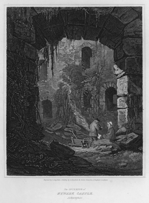 नेवार्क कैसल का आंतरिक भाग, सेल्किर्कशायर (उत्कीर्णन) द्वारा ल्यूक (बाद) क्लेनेल