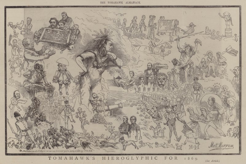 1869 के लिए टॉमहॉक की चित्रलिपि (रंग लिथो) द्वारा मैथ्यू 