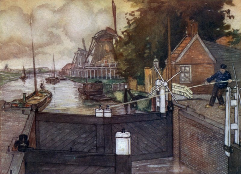 Noordervaldeursluis, Zaandam (रंग लिथो) द्वारा निको जुंगमैन
