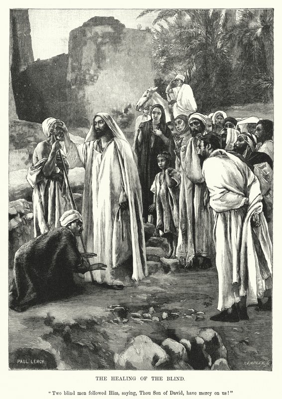 द हीलिंग ऑफ़ द ब्लाइंड (उत्कीर्णन) द्वारा पॉल अलेक्जेंडर अल्फ्रेड लेरॉय