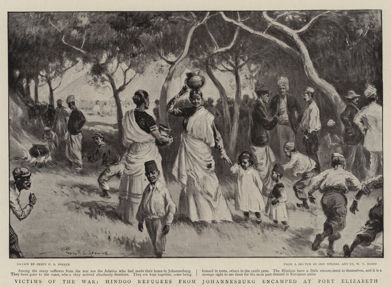युद्ध के शिकार, जोहानिसबर्ग के हिंदो शरणार्थियों ने पोर्ट एलिजाबेथ में डेरा डाला द्वारा पर्सी एफएस स्पेंस