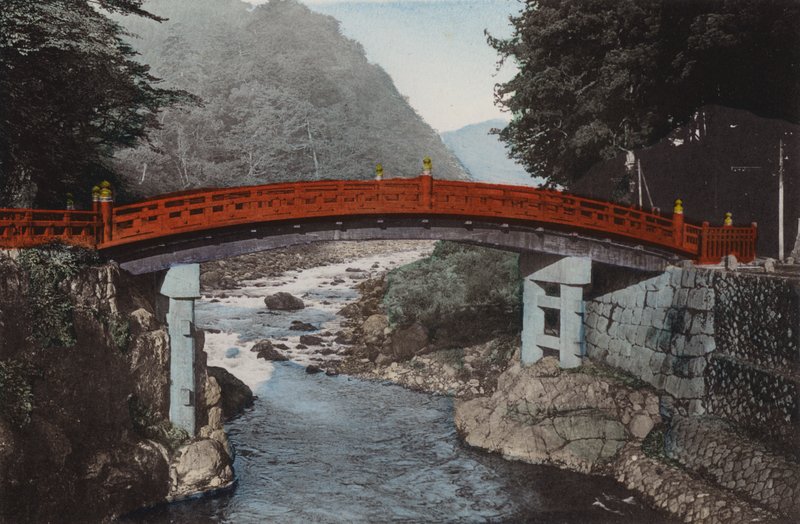 जापान, c.1912: टोक्यो से 90 मील उत्तर में निक्को में सेक्रेड ब्रिज (फोटो) द्वारा फोटोग्राफर जापानी