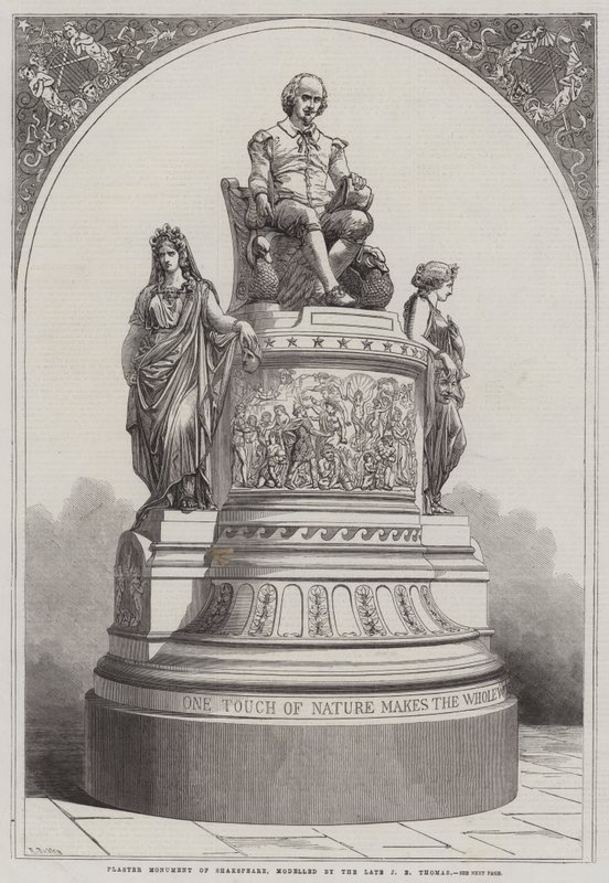 शेक्सपियर के प्लास्टर स्मारक, जेई थॉमस के स्वर्गीय द्वारा मॉडलिंग की गई द्वारा आर डुडले
