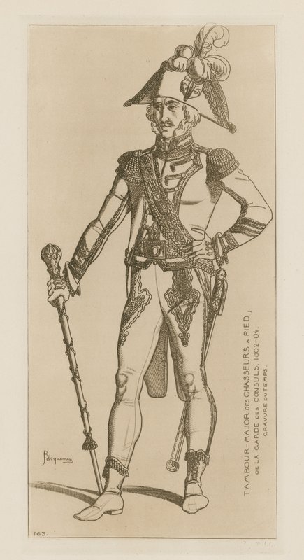 चेज़र्स के ड्रम मेजर कांसुलर गार्ड के एक चितकबरे, 1802-04 द्वारा राफेल जैक्विमिन