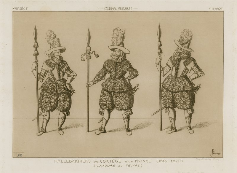 1615-1620 को एक राजकुमार के कॉर्टेज के हैलबर्डियर्स द्वारा राफेल जैक्विमिन