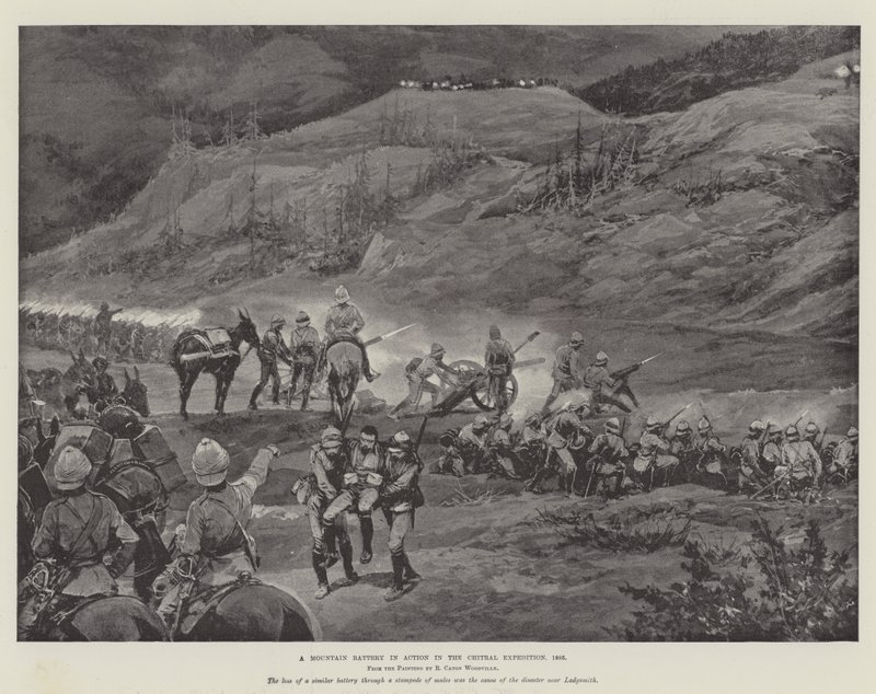 चित्राल अभियान में एक्शन में एक माउंटेन बैटरी, 1895 द्वारा रिचर्ड केटन वुडविले जूनियर
