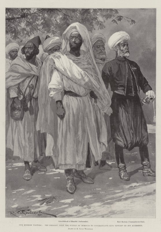 हमारे मूरिश आगंतुक, मोरक्को के सुल्तान से दूतावास राजा एडवर्ड को उनके परिग्रहण पर बधाई देने के लिए द्वारा रिचर्ड केटन वुडविले जूनियर