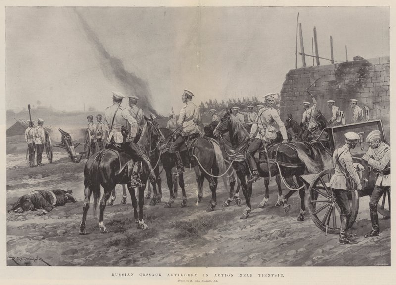 Teasesin के पास लड़ाई में रूसी Cossack Artillery द्वारा रिचर्ड केटन वुडविले जूनियर