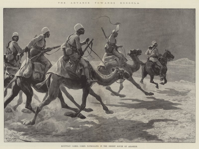 डोंगोला की ओर अग्रसर, अकाशे के रेगिस्तान दक्षिण में गश्त कर रहे मिस्र के ऊंट कोर द्वारा रिचर्ड केटन वुडविले जूनियर