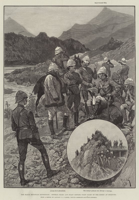 द ब्लैक माउंटेन एक्सपीडिशन, जनरल एल्स एंड स्टाफ को शिंगरी में दुश्मन की पहली दृष्टि प्राप्त करना द्वारा रिचर्ड केटन वुडविले जूनियर
