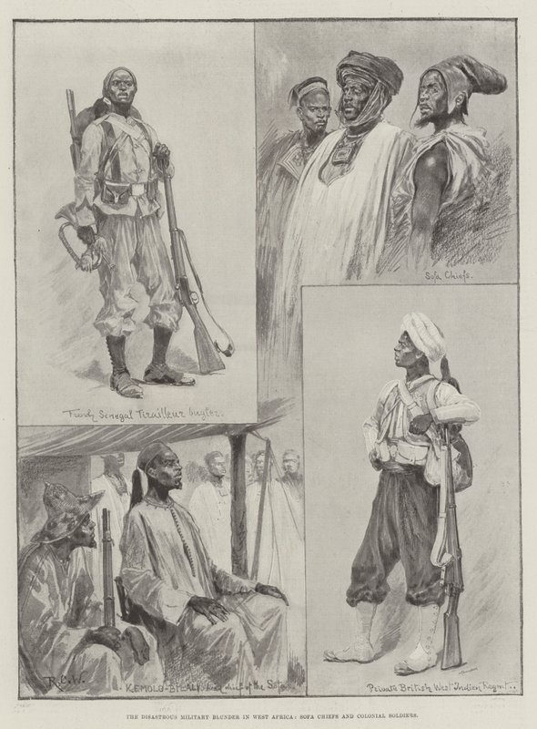पश्चिम अफ्रीका में विनाशकारी सैन्य विस्फोट, सोफा चीफ और औपनिवेशिक सैनिक द्वारा रिचर्ड केटन वुडविले जूनियर