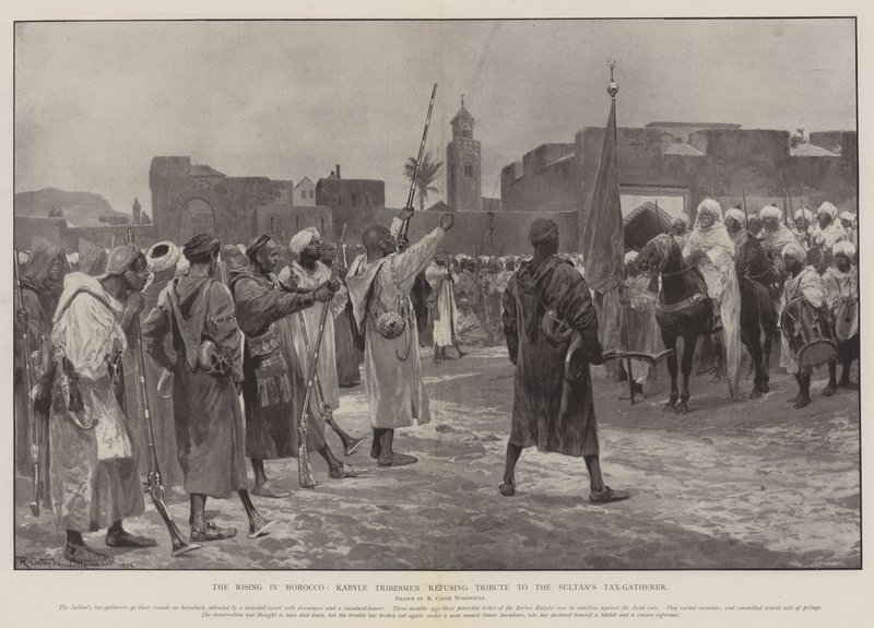 मोरक्को में द राइजिंग, कबाइल ट्राइसमेन ने सुल्तान के टैक्स-गेदर को श्रद्धांजलि देने से इनकार कर दिया द्वारा रिचर्ड केटन वुडविले जूनियर