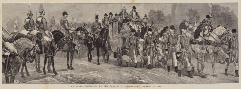 21 जनवरी 1886 को संसद के उद्घाटन पर शाही जुलूस द्वारा रिचर्ड केटन वुडविले जूनियर