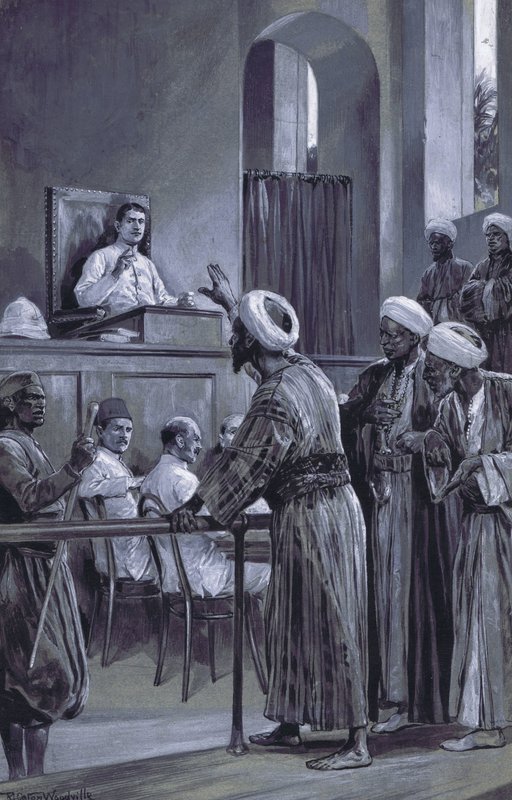 सर विलियम लॉयड मैथ्यूज 1882 में ज़ांज़ीबार में न्याय की गुहार लगाते हुए द्वारा रिचर्ड कैटन II वुडविले के बाद