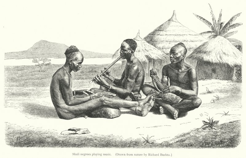 शूली नीग्रो संगीत बजा रहा है (उत्कीर्णन) द्वारा रिचर्ड (बाद) बुक्टा