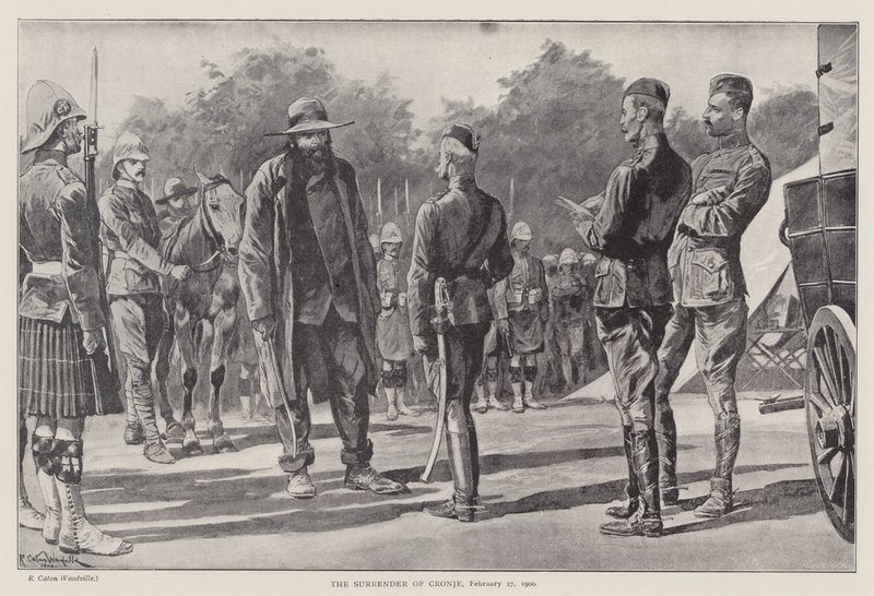क्रोन्ये का आत्मसमर्पण, 27 फरवरी 1900 (लिथो) द्वारा रिचर्ड कैटन II (बाद में) वुडविले