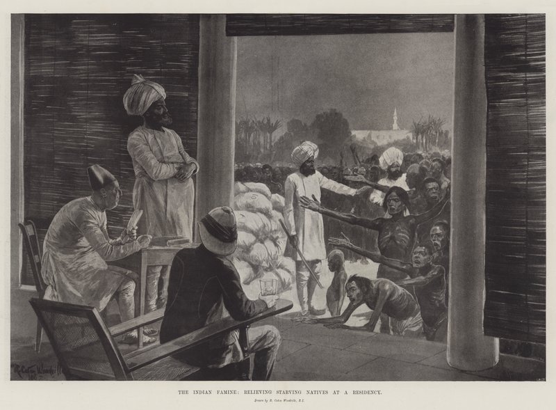 भारतीय अकाल, एक रेजीडेंसी में भूखे रहने वाले मूल निवासी द्वारा रिचर्ड केटन वुडविले जूनियर