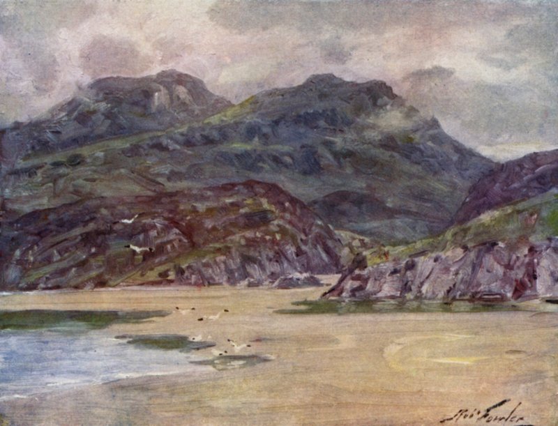 Penrhyn Deudraeth (कलर लिथो) के पास एक अकेला तट द्वारा रॉबर्ट (बाद में) फाउलर