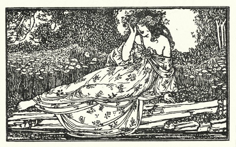 जॉन कीट्स द्वारा कविताओं के लिए चित्रण: मैया के लिए एक ओड का टुकड़ा (लिथो) द्वारा रॉबर्ट अनिंग बेल