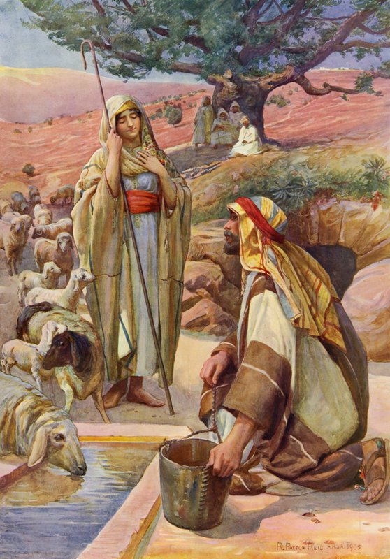 राहेल एट द वेल (रंग लिथो) द्वारा रॉबर्ट पायटन रीड