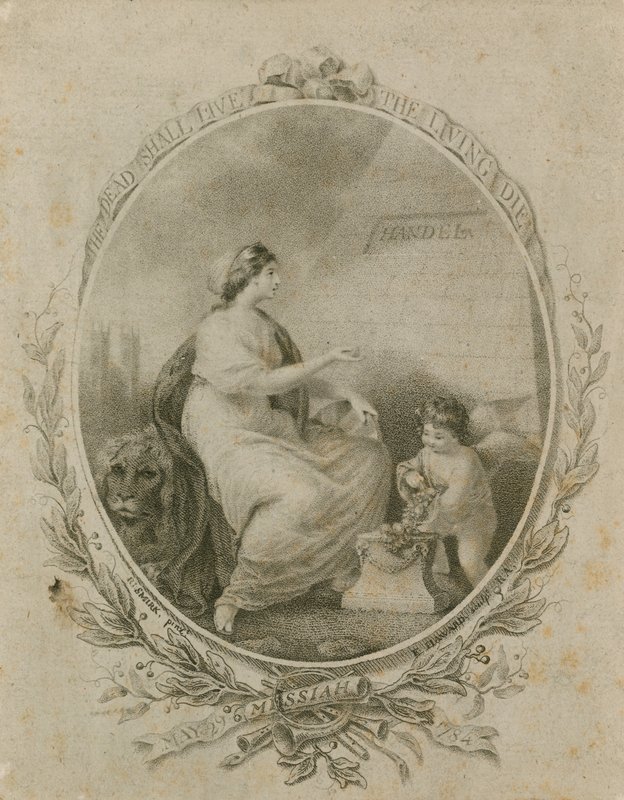 हैंडेल के मसीहा, वेस्टमिंस्टर एब्बे, लंदन, 29 मई 1784 के प्रदर्शन के लिए प्रचार द्वारा रॉबर्ट स्मिर्के