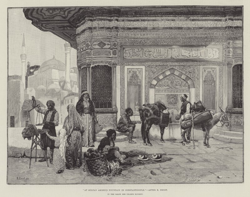 कॉन्स्टेंटिनोपल में सुल्तान अहमद के फव्वारे पर द्वारा रूडोल्फ अर्न्स्ट