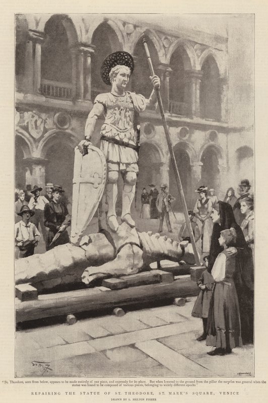 St Theodore, St Mark&39;s Square, वेनिस की मूर्ति की मरम्मत द्वारा सैमुअल मेल्टन फिशर