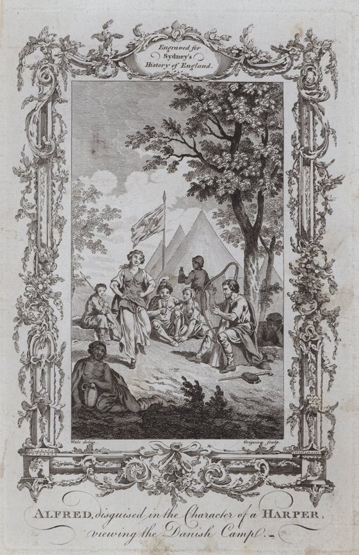 अल्फ्रेड, एक हार्पर के चरित्र में प्रच्छन्न, डेनिश शिविर को देखते हुए (उत्कीर्णन) द्वारा शमूएल (बाद) व्हेल