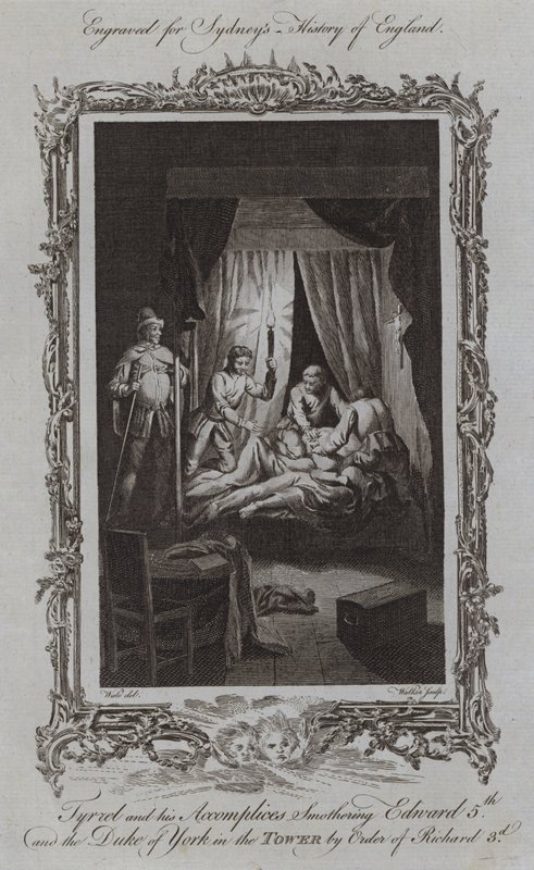 टाइरेल और उनके साथी रिचर्ड III के आदेश (उत्कीर्णन) द्वारा टॉवर में एडवर्ड वी और ड्यूक ऑफ यॉर्क को परेशान करते हुए द्वारा शमूएल (बाद) व्हेल