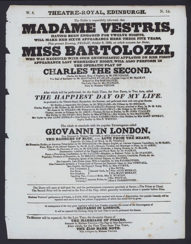 थिएटर रॉयल, एडिनबर्ग, 9 अक्टूबर 1829 (लिथो) के लिए रंगमंच कार्यक्रम द्वारा स्कॉटिश स्कूल