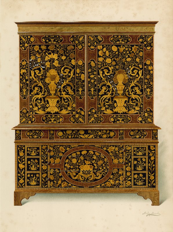 Marqueterie के साथ कैबिनेट प्रेस इंक्लिड, Marquess of Exeter (क्रोमोलिथो) की संपत्ति द्वारा शर्ली चार्ल्स लेवेलिन स्लोकॉम्बे