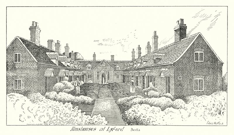 Lyford, Berks (उत्कीर्णन) में Almshouses द्वारा सिडनी हीथ