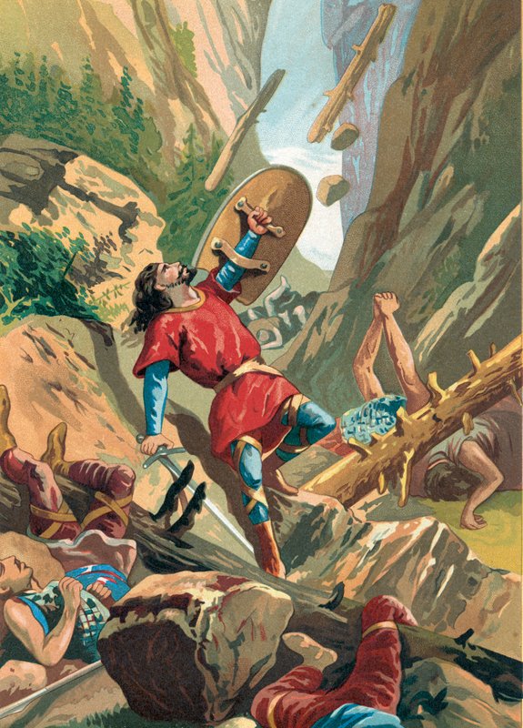 बास्क जनजातियों द्वारा शारलेमेन की सेनाओं पर रोन्सेवाक्स पर हमला किया जा रहा है द्वारा स्पेनिश स्कूल
